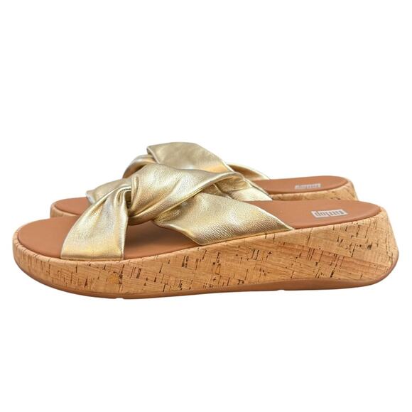 NWOT FitFlop F-Mode Twist Platform Gold Slide Sandals – Sz 9M - Picture 4 of 9